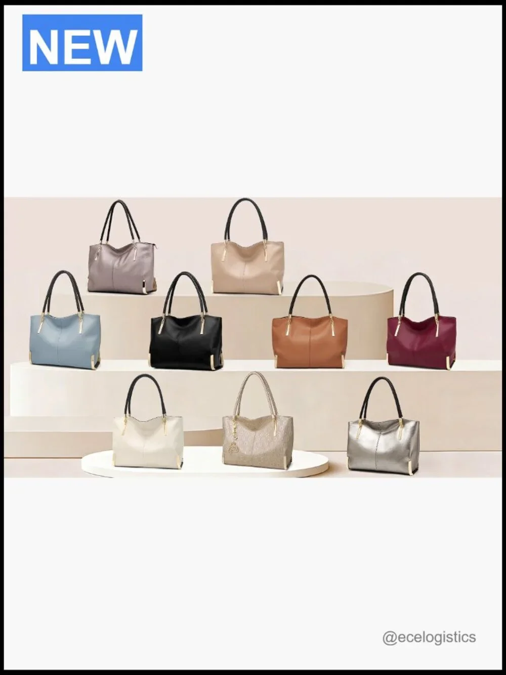 Genuine Leather Large Tote Bag, Women's Shoulder Handbag Minimalist